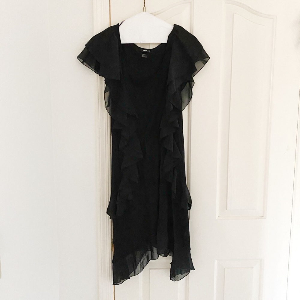 H&M Black Ruffle Asymmetrical Dress